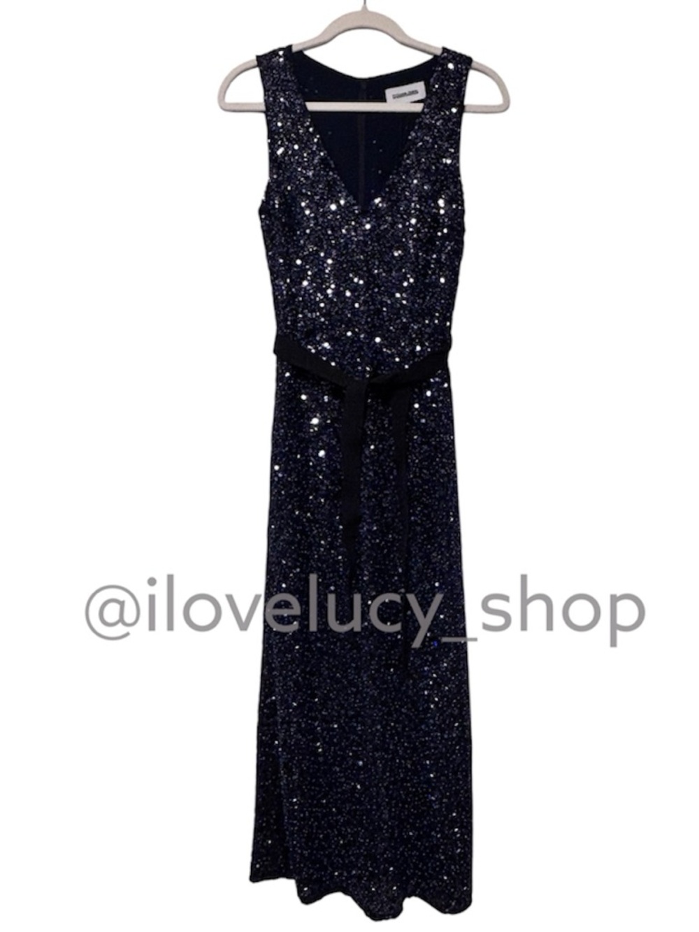 Saint Art Kate Dress Navy Beaded Sequin Midi Dress XS NWT